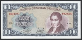 Chile 100 Escudos 1970 - 1973
P# 141a; № 0070328; UNC