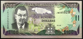 Jamaica 100 Dollars 1999
P# 76b; № JW395528; UNC