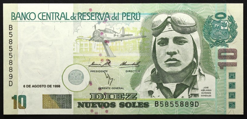 Peru 10 Soles 1998
P# 166; № B5855889D; UNC