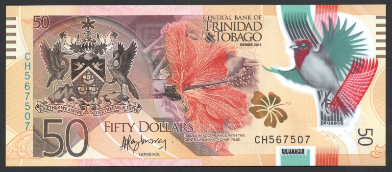 Trinidad and Tobago 50 Dollars 2015
P# 59; № CH 567507; UNC; Polymer