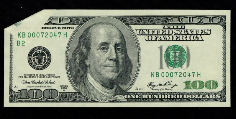 United States 100 Dollars 2006 Printed Fold
Not common currency error - Printed...