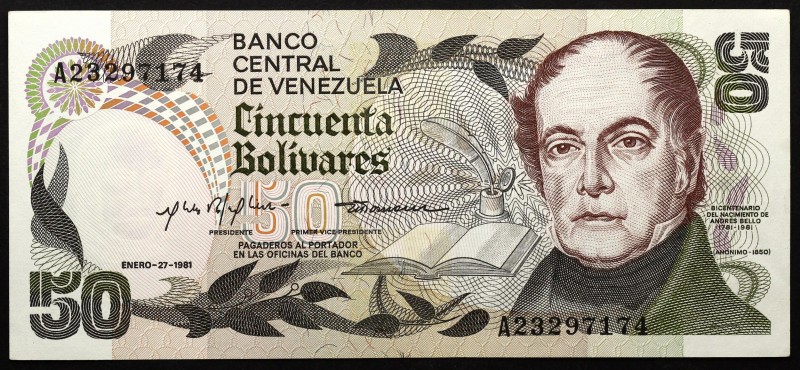 Venezuela 50 Bolivares 1981
P# 58; № A23297174; UNC