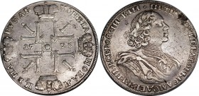 Russia 1 Rouble 1725 Sun Rouble RR
Bit# 1332 R1; Silver, "Sun rouble, portrait in armour". "СПБ" in sleeve.