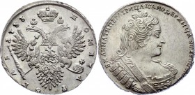 Russia 1 Rouble 1733
Bit# 70, Without brooch and simple cross on orb; Silver, 25.9g. UNC, Mint luster. Rare in this high grade!