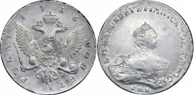 Russia 1 Rouble 1756 СПБ BS IM
Bit# 121; 3 Roubles by Petrov. Silver, 25,57g. AUNC/UNC. Lustrous. Worthy collectible sample.