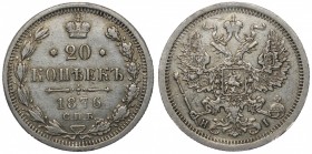 Russia 20 Kopeks 1876 СПБ HI
Bit# 227; Silver; XF