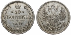 Russia 20 Kopeks 1878 СПБ НФ
Bit# 231; Silver; XF