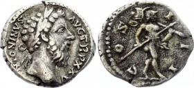 Ancient World Roman Empire Marcus Aurelius AR Denar 161 - 180 AD
Ric# III 231; RSC 126 Var; Silver 2.73g 19mm; Laureate head right; Mars advancing ri...