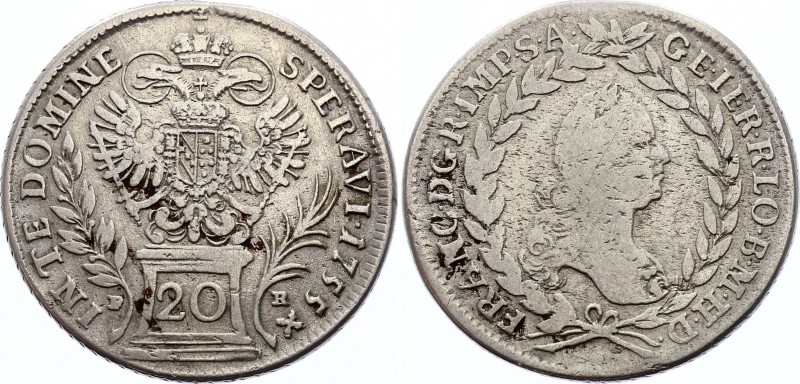 Austria 20 Kreuzer 1755 PR - Prague
KM# 2028; Silver; Franz I