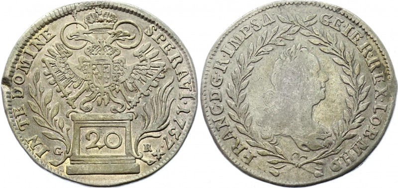 Austria 20 Kreuzer 1757 GR - Graz
KM# 2028; Silver; Franz I; VF