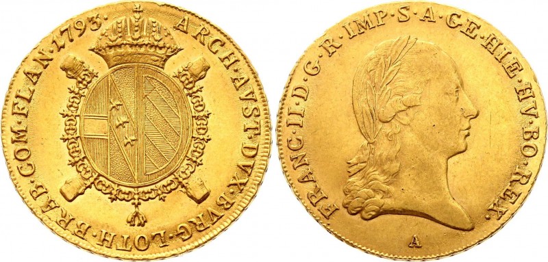 Austrian Netherlands Sovrano 1793 A - Wien
KM# 64; Franz II. Gold (.919), 11g. ...