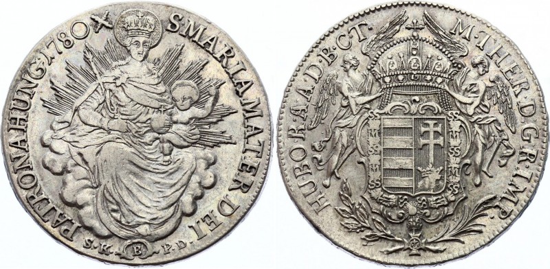 Hungary 1/2 Taler 1780 B SKPD
KM# 385.2; Silver; Maria Theresia; VF+/XF-