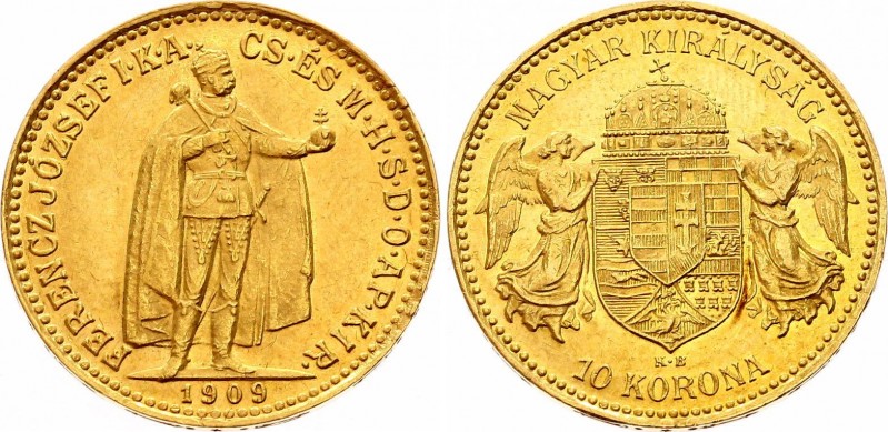 Hungary 10 Korona 1909 KB
KM# 485; Franz Joseph I, Kremnitz. Gold (.900) 3,39g....