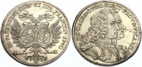 German States Pfalz Reichstaler 1740
Karl Philipp, 1716-1742. Mannheim, auf das Vikariat. Silver, UNC, full mint luster. with Karl Albert von Bayern....