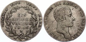 German States Prussia Taler 1816 A
KM# 387; Friderich Wilhelm III. Silver, aXF. Not common in this grade.