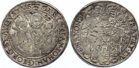German States Sachsen Albertine Taler 1599 HB
MB# 314, Dav EC IV# 9820; Silver; Christian II, Johann-Georg and Augustus - Three Brothers Thaler