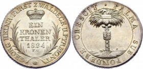 German States Waldeck Pyrmont 1 Kronentaler 1824
Georg Heinrich, 1813-1845. AKS 18, T.406, Dav. 925. Silver, AUNC with full mint luster.