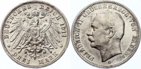 Germany - Empire Baden 3 Mark 1911 G
Jaeger 39; Silver, not common coin on practice. Mintage 380000; Deutsches Kaiserreich Baden 3 Mark 1911.