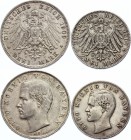 Germany - Empire Bayern 2 & 3 Mark 1907 -1909 D
Silver, XF. Not common coins.