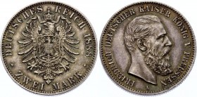 Germany - Empire Prussia 2 Mark 1888 A
Jaeger# 98; Mintage 500000. Silver, UNC, very beautiful patina. Deutsches Kaiserreich Prussia 2 Mark 1888