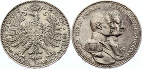 Germany - Empire Sachsen Weimar-Eisenach 3 Mark 1915
KM# 222. Jaeger# 163; Clausthal. Silver, AUNC; Mintage 50000. Deutsches Kaiserreich Saxe-Weimar-...