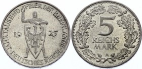 Germany - Weimar Republic 5 Reichsmark 1925 A
KM# 47; Silver; 1000th Year of the Rhineland; AU-UNC