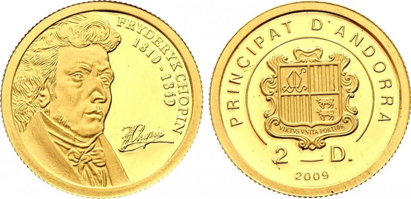 Andorra 2 Dinar 2009
FRYDERYK CHOPIN 1810 - 1949. Gold (.999), 1g. Proof. Not c...