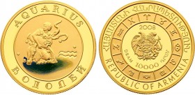 Armenia 10000 Dram 2008 Aquarius
KM# 180; Gold (.900), 8.6g. Mintage 10000.
