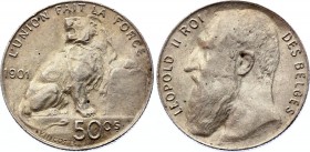 Belgium 50 Centimes 1901
KM# 50; Silver; Léopold II; UNC