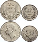 Bulgaria 50 & 100 Leva 1937 -1940
KM# 45, 48. Boris III. AU-UNC.