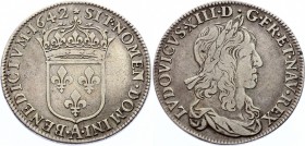 France Ecu de 60 Sols 1642 A Paris
KM# 135.1; Louis XIII (1610-1643), Paris mint. Silver, VF.
