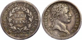 France 1/2 Franc 1808
KM# 680.1; Silver; Napoleon I; XF-