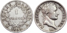 France 1 Franc 1809 A
KM# 692; Silver; Napoleon I; XF
