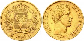 France 40 Francs 1830 A
KM# 721.1; Charles X. Gold (.900), 12.6g. XF.