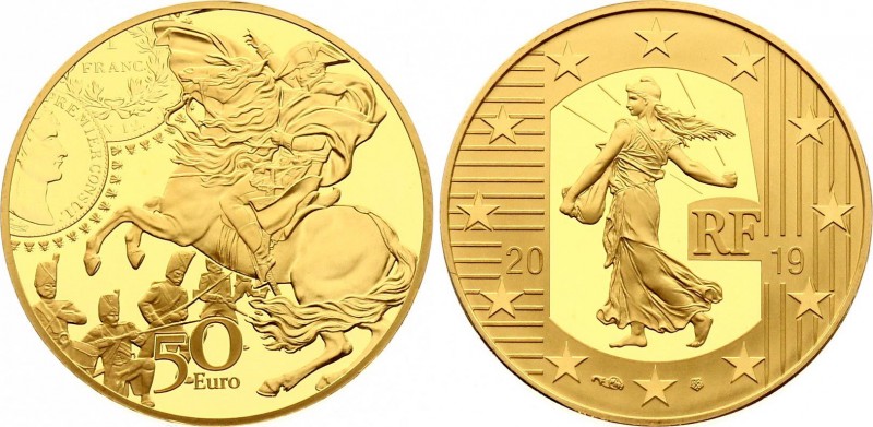 France 50 Euro 2019
Gold (.999) 7.78g 22mm; Franc Germinal; Mintage 1,000; With...