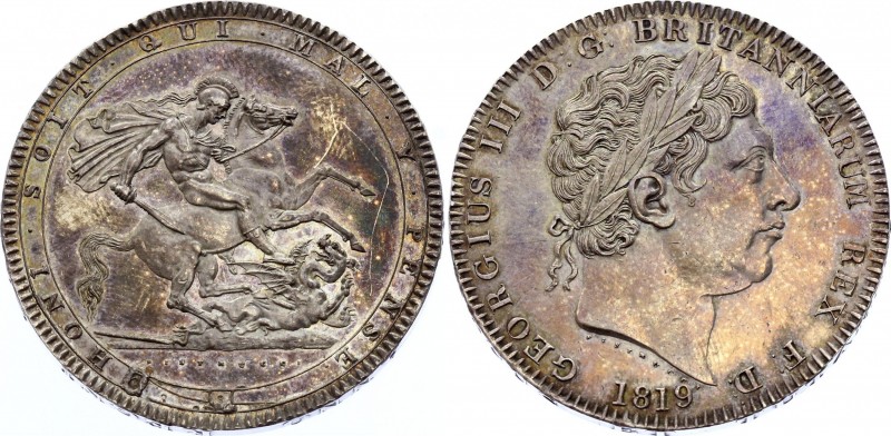 Great Britain 1 Crown 1819 (LIX)
KM# 675; Silver; George III; UNC with minor ha...