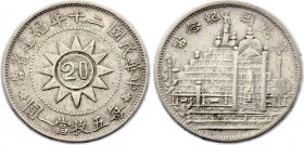 China - Fukien 20 Cents 1931
Y# 389.3 (6-pointed star in legend); Silver 5.44g; Canton martyrs