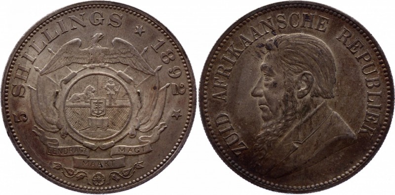 South Africa 5 Shillings 1892 ZAR
KM# 8.1; Silver, AUNC. Rare coin.