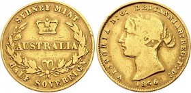 Australia Half Sovereign 1866 Sydney Mint
KM# 3; Gold (.917), 3.81g. VF. Very Rare coin on practice.