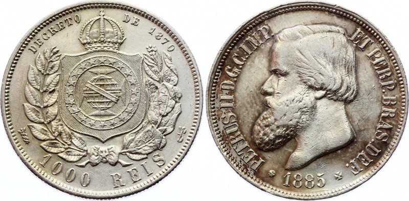 Brazil 1000 Reis 1885
KM# 481; Silver; Pedro II