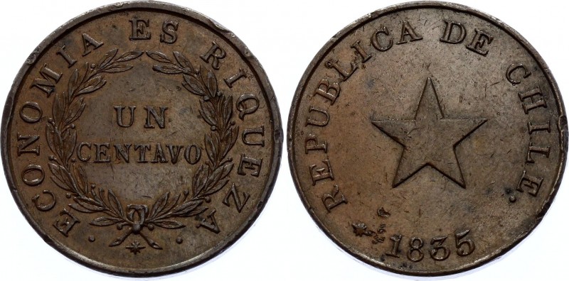 Chile 1 Centavo 1835
KM# 115; XF