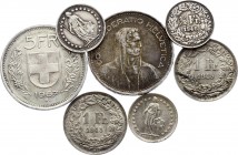 Switzerland Lot of 7 Coins 1945 - 1969
1/2 1 & 5 Francs 1945 - 1969; Silver