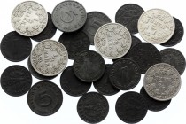 Germany - Empire Lot of 25 Coins 1905 - 1943
1 & 5 Reichspfennig & 1/2 Mark 1905 - 1943; With Silver