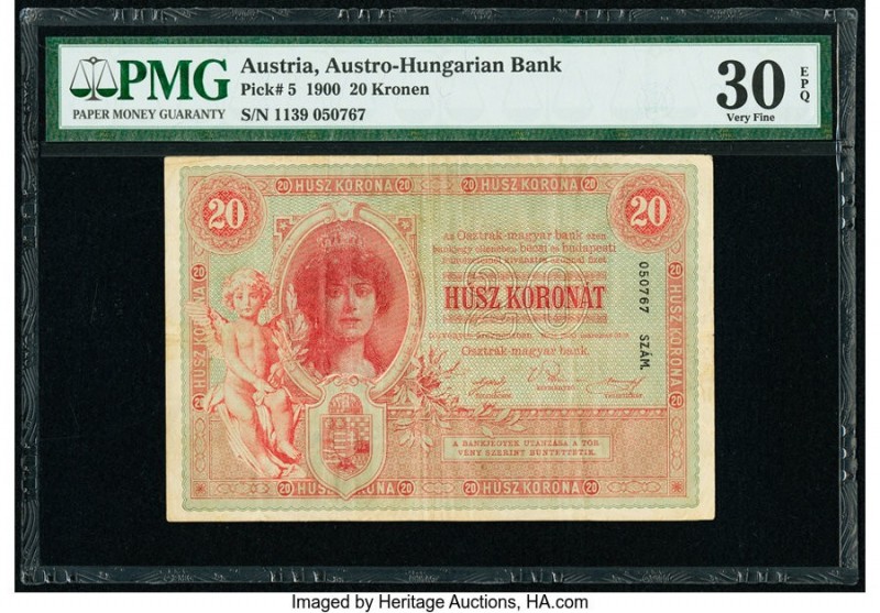 Austria Austro-Hungarian Bank 20 Kronen 1900 Pick 5 PMG Very Fine 30 EPQ. 

HID0...