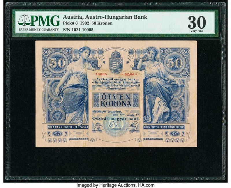 Austria Austro-Hungarian Bank 50 Kronen 1902 Pick 6 PMG Very Fine 30. 

HID09801...