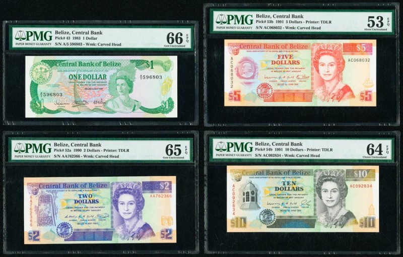 Belize Central Bank 1; 2; 5; 10 Dollar 1.7.1983; 1.5.1990; 1.6.1991 (2) Pick 43;...