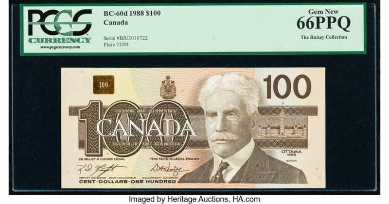 Canada Bank of Canada $100 1988 Pick 99d BC-60d PCGS Gem New 66 PPQ. 

HID098012...