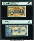 Colombia Banco Nacional de la Republica de Colombia 1; 5 Peso; Pesos Oro 2.1.1893; 20.7.1944 Pick 224; 386c Two Examples PMG Choice Extremely Fine 45 ...