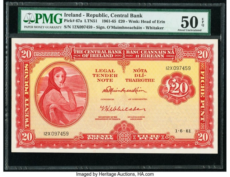 Ireland - Republic Central Bank of Ireland 20 Pounds 1.6.1961Pick 67a PMG About ...
