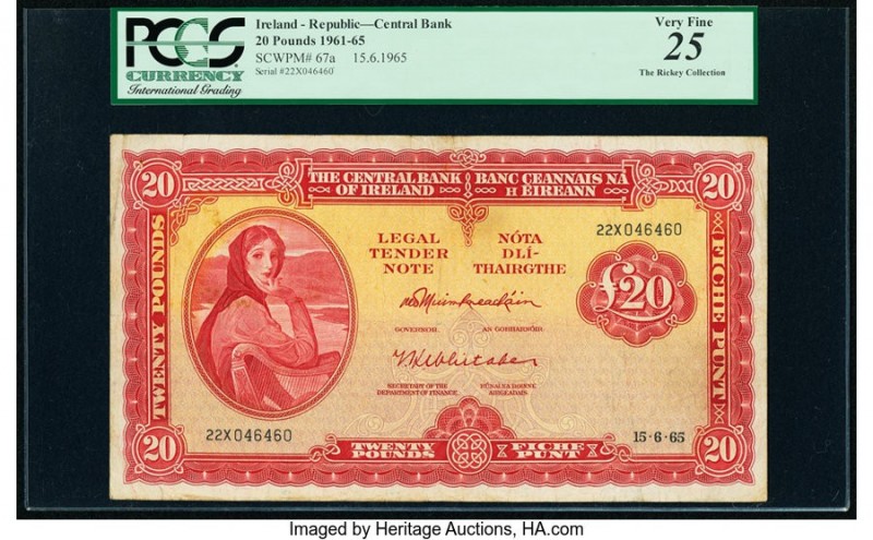 Ireland - Republic Central Bank of Ireland 20 Pounds 15.6.1965 Pick 67a PCGS Ver...